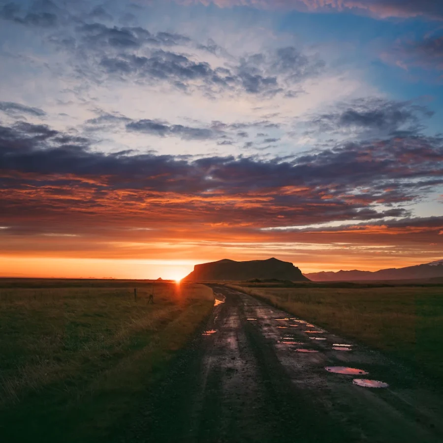 Mount Pétursey Puddle Road Print – Limited Edition